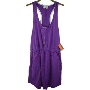 ORageous Womens Size M Purple Henley Racer Tank Swimsuit Coverup New With Tags